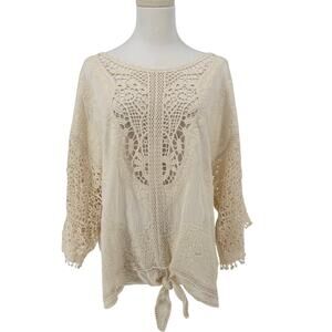 Spiaggia Dolce Open Crochet Tunic Top Women’s L Casual Coastal Beach Boho